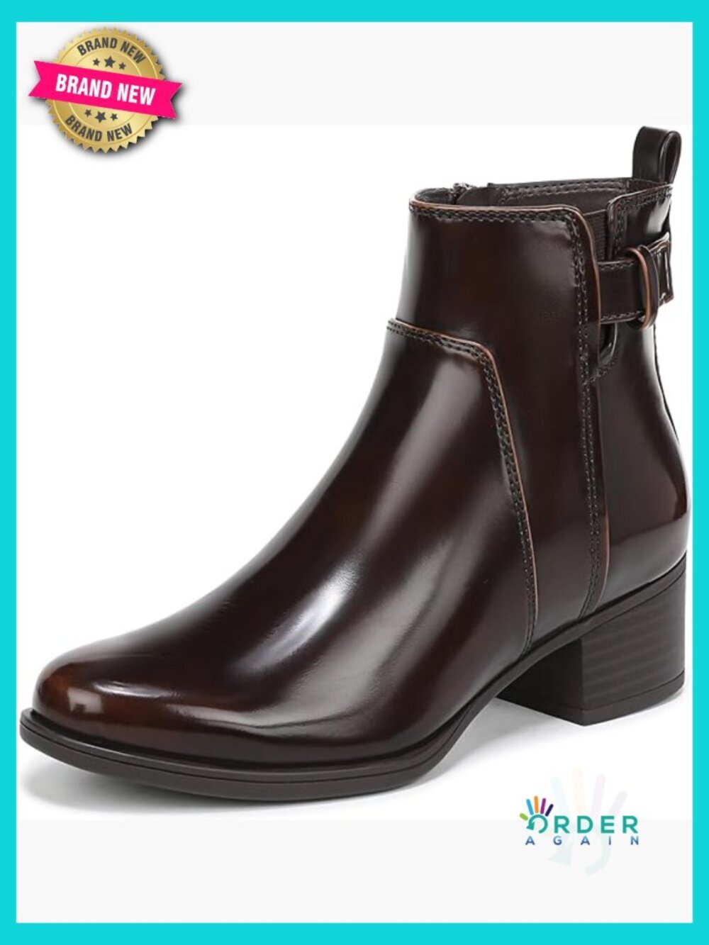 Ankle Bootie with Side Zip Block Heel Round Toe 2-Inch Heel Comfort